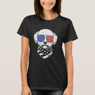 Camiseta Bichon Frise Dog Patriótico 4 de julho americano