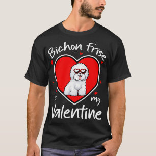 Camiseta Bichon Frise é meu coração em forma de valentine a