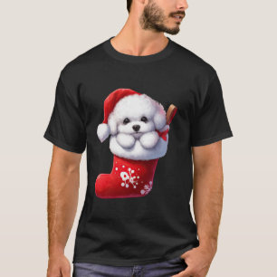 Camiseta Bichon Frise Em Sock Christmas Santa Hat Xmas Dog