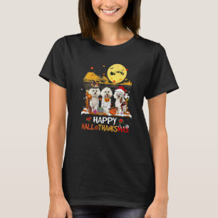 Camiseta Bichon Frise Feliz Hallothanksmas Halloween Dia de