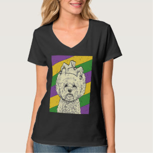 Camiseta Bichon Frise Jester Mardi Gras Cachorro Mãe ou Pai