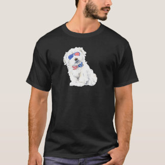 Camiseta Bichon Frise Maltesa Cachorro Vestindo Óculos Dos