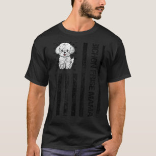 Camiseta Bichon Frise Mama Americana Flag Funny Bichon F