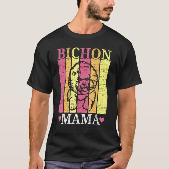 Camiseta Bichon Frise Mama Cachorro Cachorro Cachorro Cacho (Frente)
