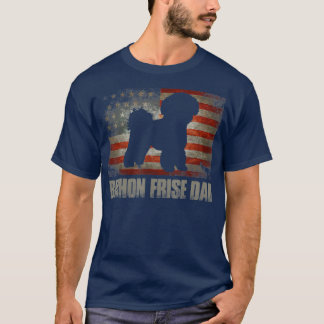 Camiseta Bichon Frise Pai Vintage Patriótica Americana