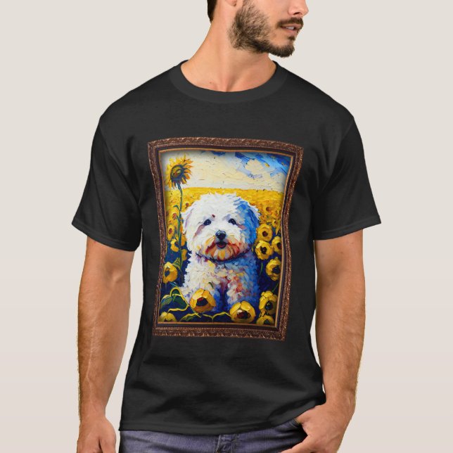 Camiseta Bichon Frise Painting Sunflower Flower Mom Women F (Frente)