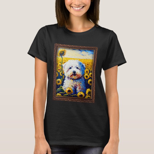 Camiseta Bichon Frise Painting Sunflower Flower Mom Women F (Frente)