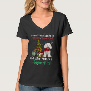 Camiseta Bichon Frise Reindeer Deco de Ornamento de Árvore