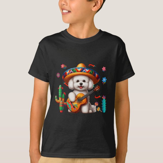 Camiseta Bichon Frise Sombrero Mexicano Cinco de Mayo (Frente)