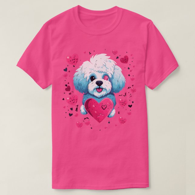 Camiseta Bichon Frise Valentine Day (Frente do Design)
