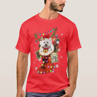Camiseta Bichon Frise Xmas Boot Natal Sock Inverno