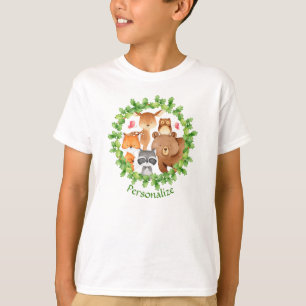 Camiseta Bichos de Floresta Bear Raccoon Squirrel Aniversár