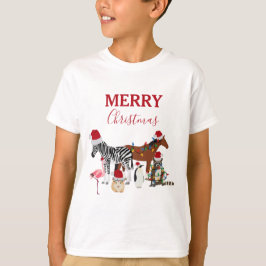 Camiseta Bichos de Natal engraçados e bonitos Noel Hats Lig