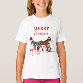 Camiseta Bichos de Natal engraçados e bonitos Noel Hats Lig