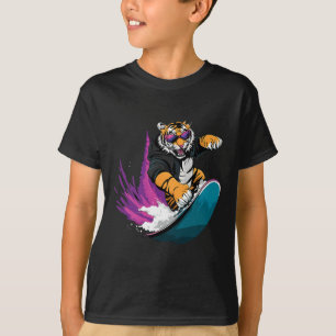 Camiseta Bichos De Neve - Tigre Em Um Snowboard Snowboa