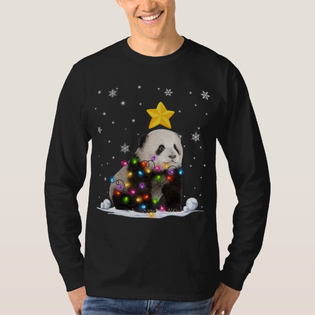 Camiseta Bichos de Panda Engraçados Ao Longo Da Árvore De N (Frente)