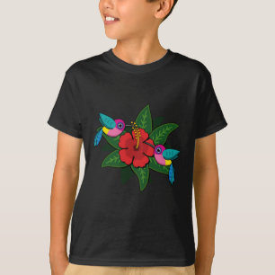 Camiseta Bichos-do-mato-bonitos no Hibiscus Flower Cartoon