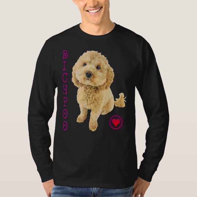 Camiseta Bichpoo Cachorro Cachorro Cruzando Noodle Super Cu (Frente)