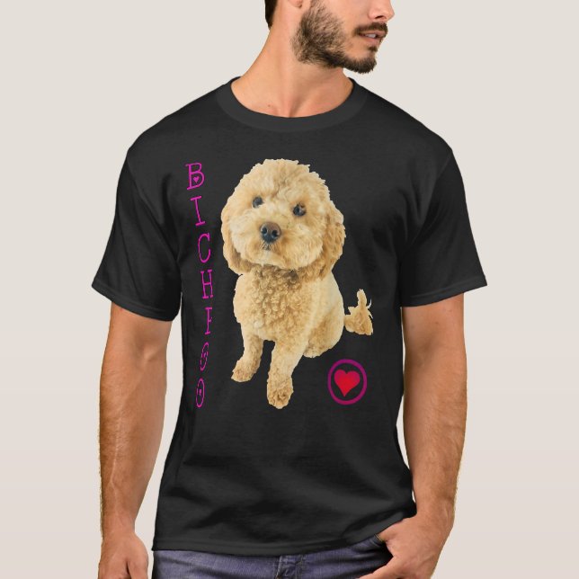 Camiseta Bichpoo Cachorro Cachorro Cruzando Noodle Super Cu (Frente)
