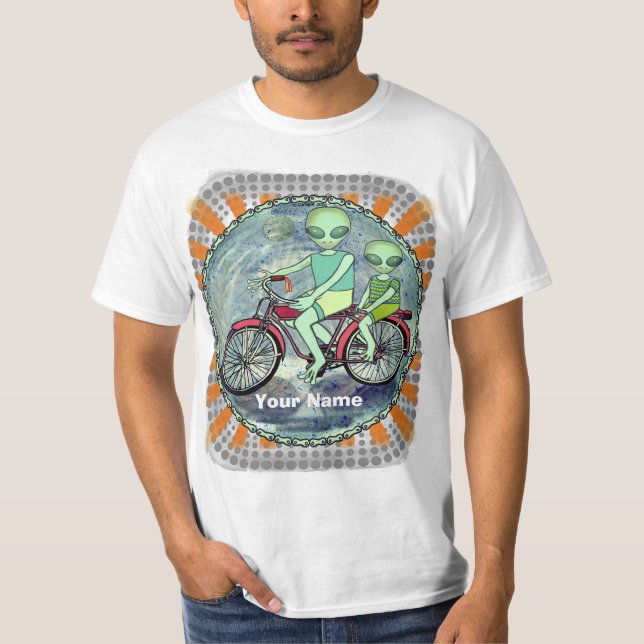 Camiseta Bicicleta Alienígena de Ficção Científica (Frente)