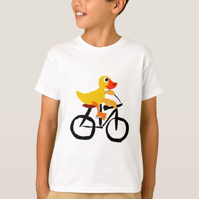 Camiseta Bicicleta amarela engraçada da equitação do pato (Frente)