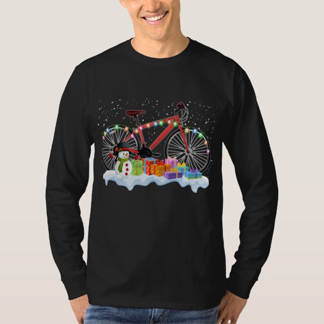 Camiseta Bicicleta Árvore de Natal Ligeiro Equipe de Ciclis (Frente)