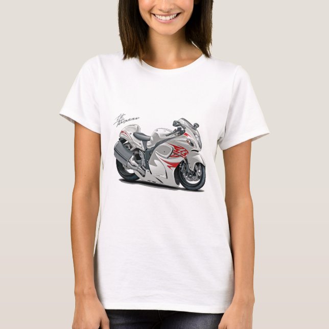 Camiseta Bicicleta Branco-Vermelha de Hayabusa (Frente)