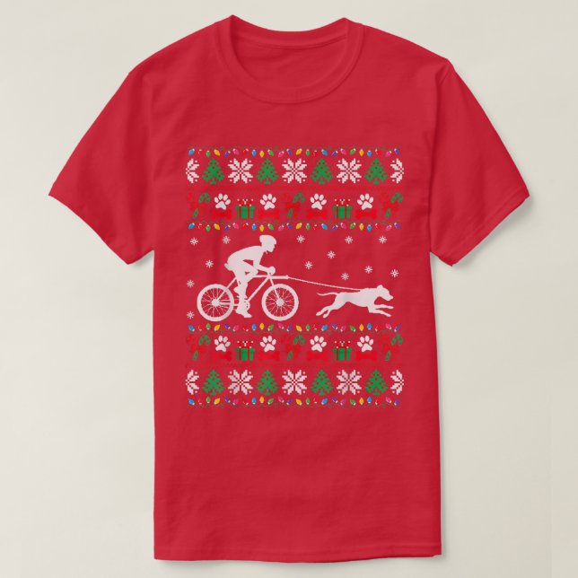 Camiseta Bicicleta Com Cachorro De Natal Feio Xm (Frente do Design)