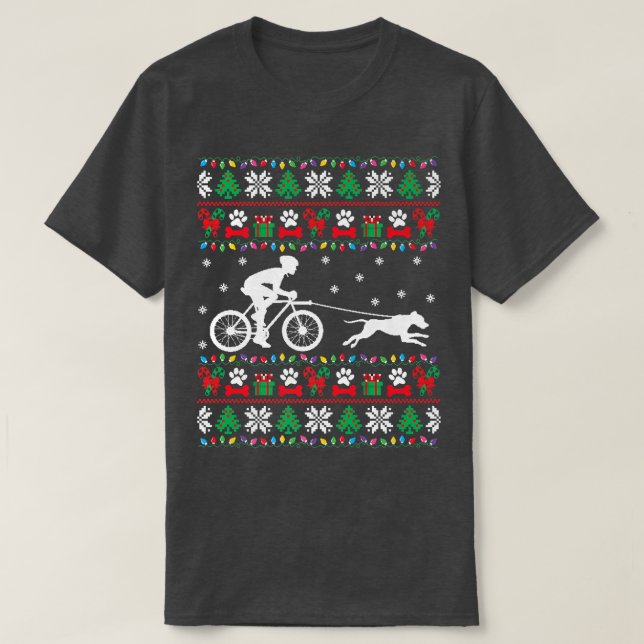 Camiseta Bicicleta Com Cachorro De Natal Feio Xm (Frente do Design)