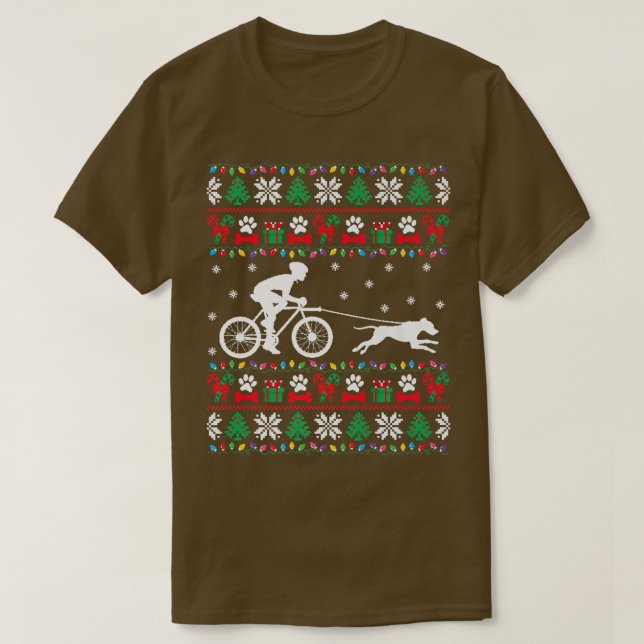 Camiseta Bicicleta Com Cachorro De Natal Feio Xm (Frente do Design)