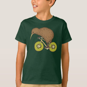 Camiseta Bicicleta da equitação do quivi com rodas do qui
