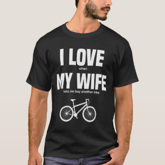 Camiseta Bicicleta de Montanha Eu Amo Quando Minha Esposa M