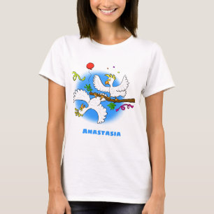 Camiseta Bicicleta de pássaros engraçados