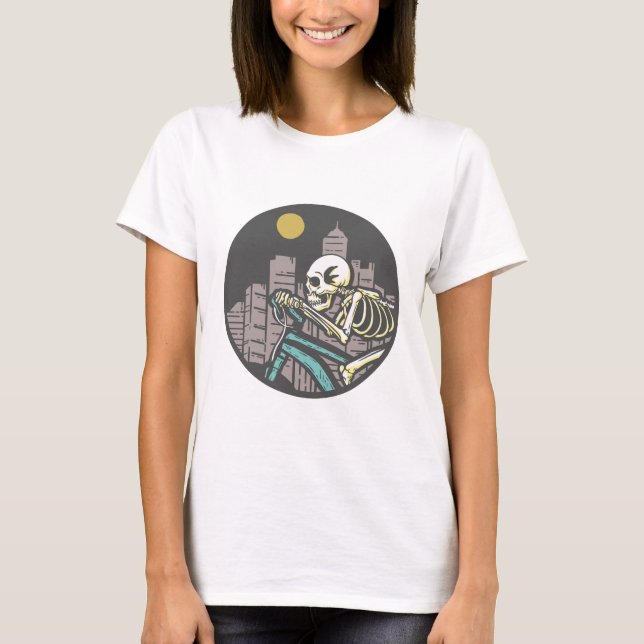Camiseta Bicicleta de Rolagem do Esqueleto (Frente)