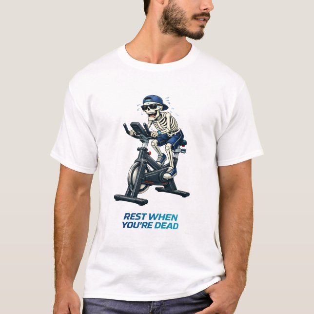 Camiseta Bicicleta de Spinning de Esqueleto Design de Fitne (Frente)