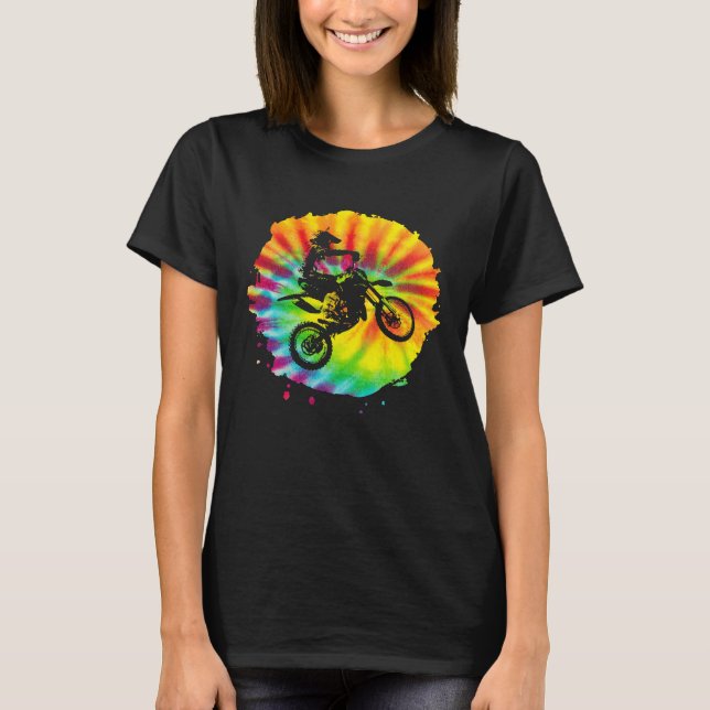 Camiseta Bicicleta de terra Tie Dye cor de arco-íris Motocr (Frente)
