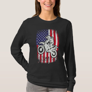 Camiseta Bicicleta de Terra Vintage Motocross Bandeira Amer