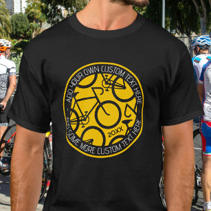 Camiseta Bicicleta de Texto Personalizada Amarelo e Preto