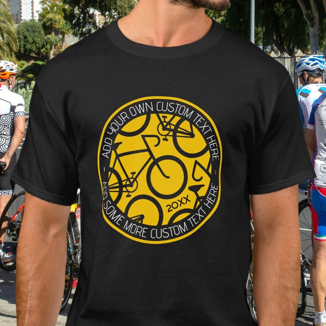 Camiseta Bicicleta de Texto Personalizada Amarelo e Preto (Criador carregado)