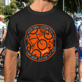 Camiseta Bicicleta de Texto Personalizada Laranja e Preto