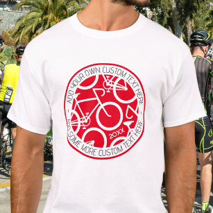 Camiseta Bicicleta de Texto Personalizado Vermelho