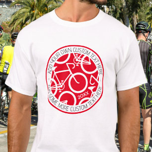Camiseta Bicicleta de Texto Personalizado Vermelho