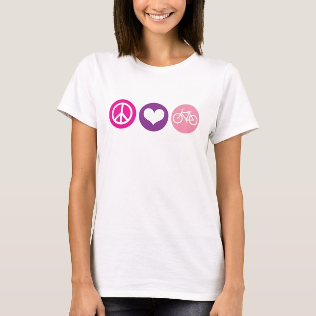 Camiseta Bicicleta do amor da paz, pallette 4 da cor (Frente)