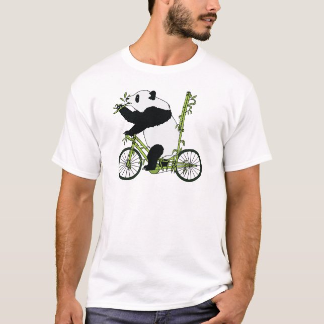 Camiseta Bicicleta do bambu da equitação do urso de panda (Frente)