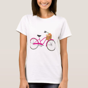 Camiseta Bicicleta do rosa quente com laranjas