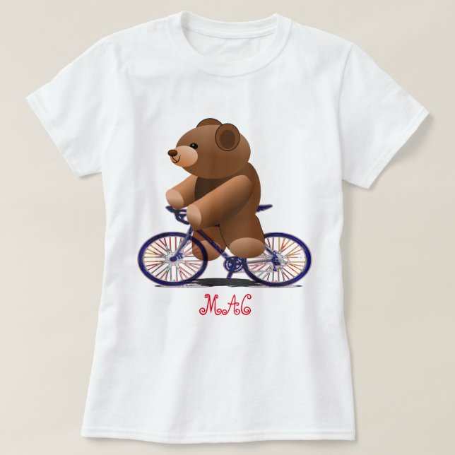 Camiseta Bicicleta e impressão do urso de ursinho (Frente do Design)