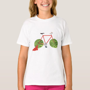 Camiseta Bicicleta Engraçada com Rodas de Melancia