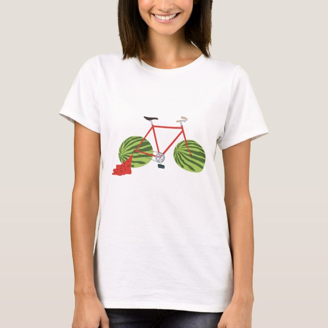 Camiseta Bicicleta Engraçada com Rodas de Melancia (Frente)