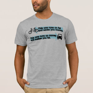 Camiseta Bicicleta engraçada contra o t-shirt do carro