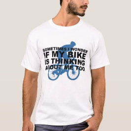 Camiseta Bicicleta engraçada que pensa sobre o preto azul
